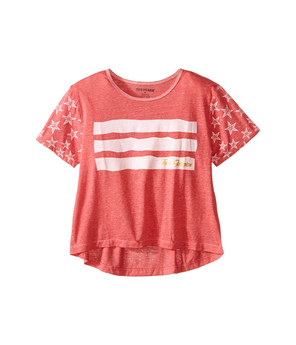 True Religion Kids - Stars Stripes Drape Tee (Little Kids/Big Kids) (Coral Heather) Girl