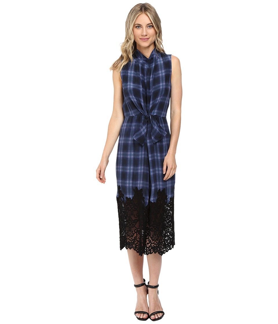 Rebecca Taylor Plaid Dress with Lace (Violet Stone Combo) Women