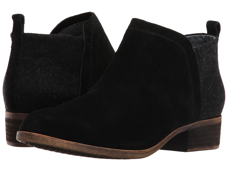 TOMS Deia Bootie (Black Suede/Wool) Women