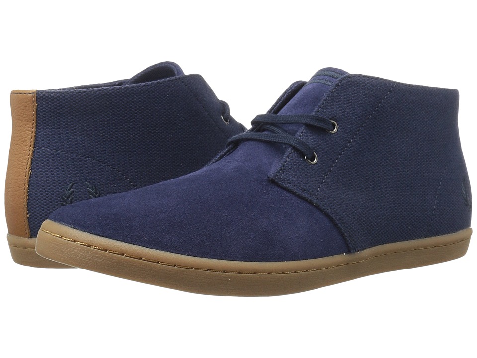 Fred Perry Byron Mid Suede Woven Canvas (Carbon Blue/Navy) Men