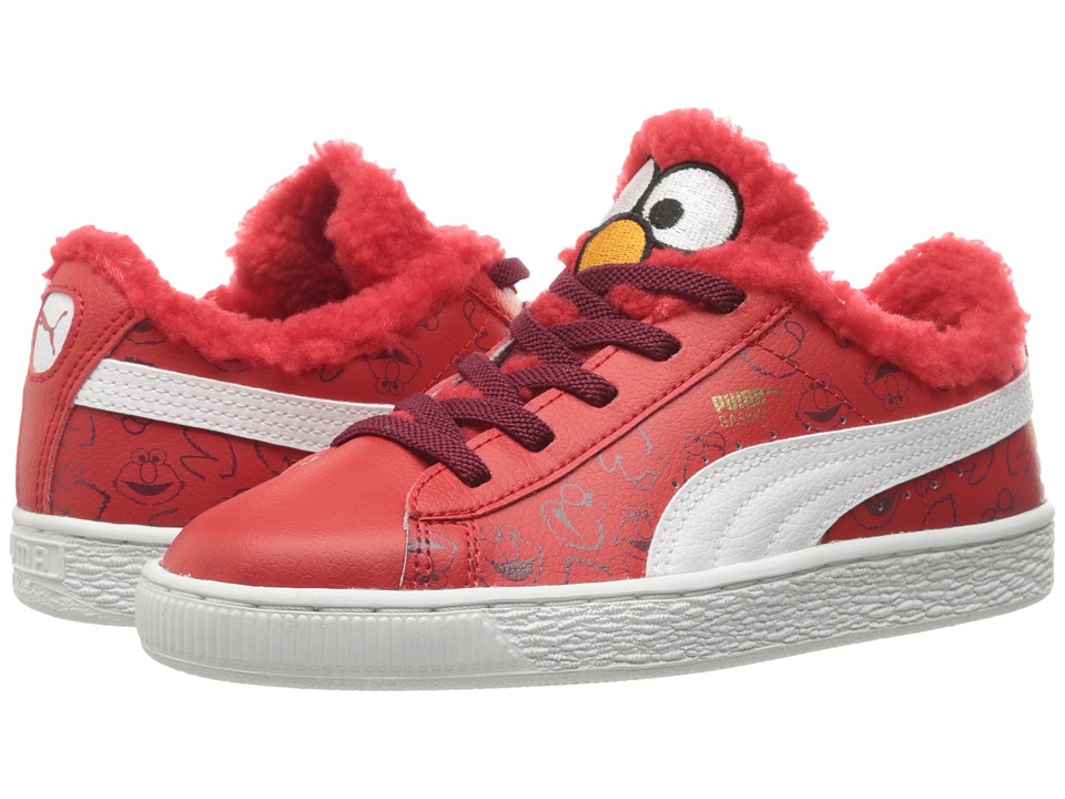 Puma Kids Basket Sesame Elmo AC (Little Kid/Big Kid) (High Risk Red/Puma White) Kids Shoes