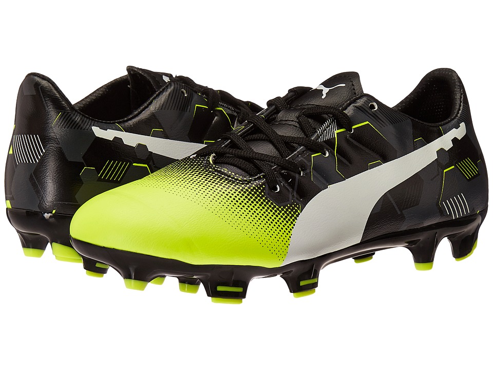 Puma Kids evoPOWER 3.3 Graphic FG (Little Kid/Big Kid) (Safety Yellow/White/Black) Kids Shoes