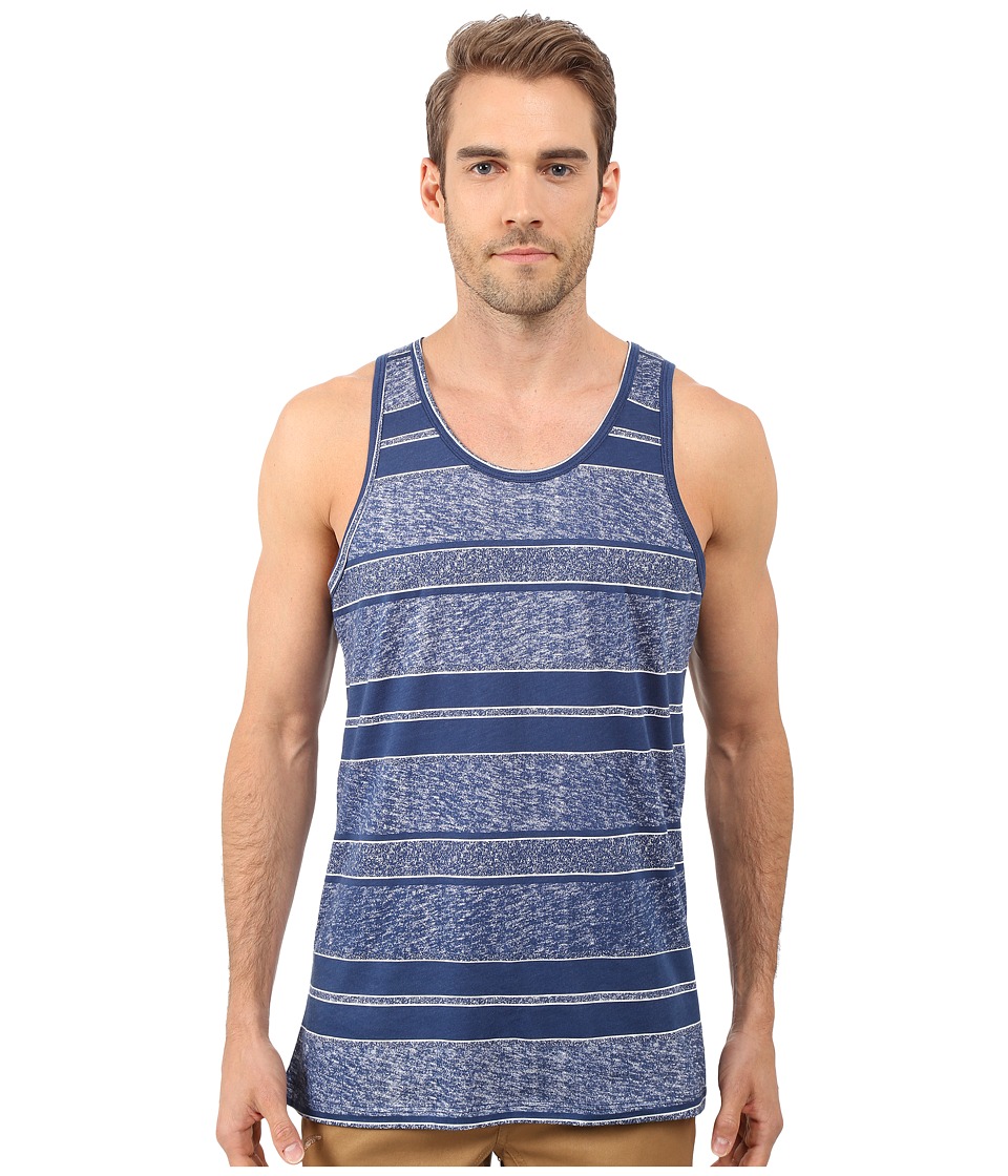 Alternative Cotton Modal Easy Tank Top (Dark Blue Block Stripe) Men