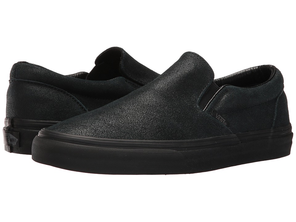 Vans Classic Slip-On ((Patent Crackle) Black/Black) Skate Shoes