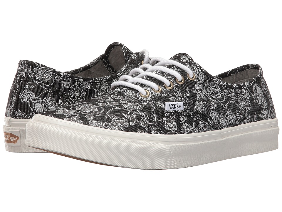 Vans Authentic Slim ((Chambray Retro Floral) Black) Athletic Shoes