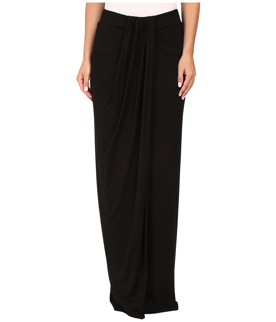Three Dots Maxi Skirt w/ Drape (Black) Women