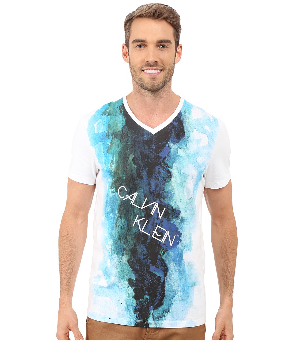 Calvin Klein - Short Sleeve Water Color Printed Tee (White) Men
