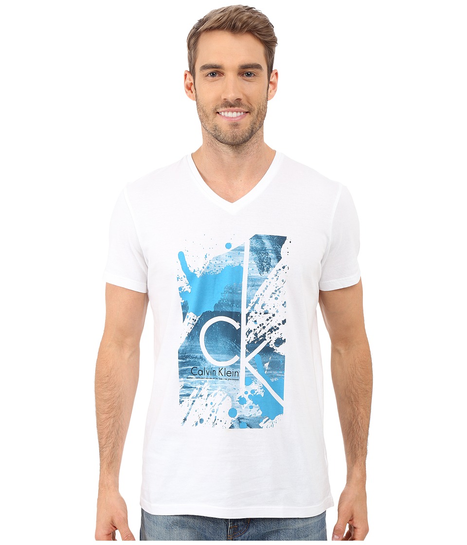 Calvin Klein - Short Sleeve CK Splatter Paint Tee (White) Men