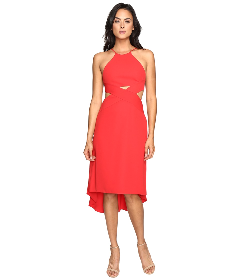 Halston Heritage Halter Dress with Cut Out Detail (Scarlet) Women
