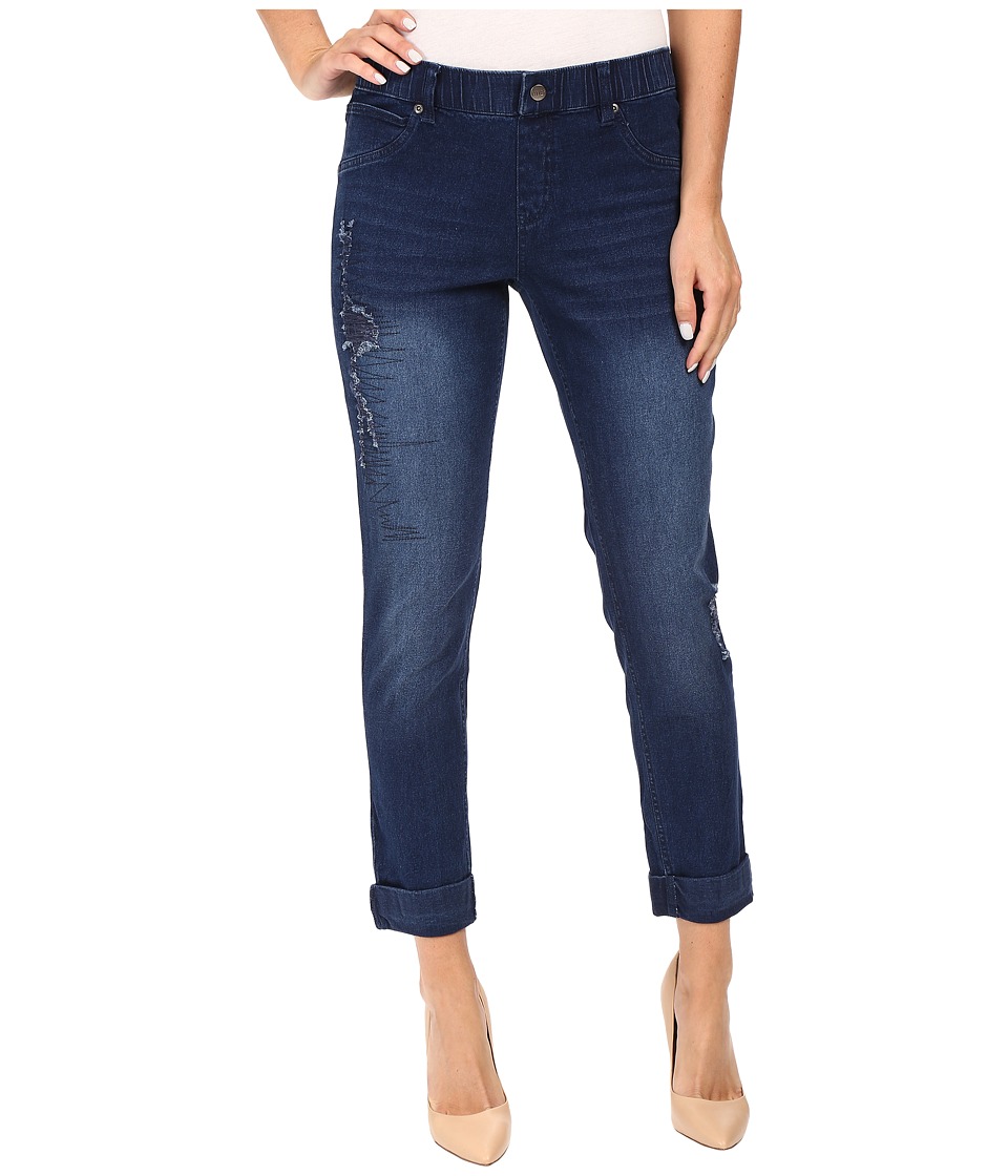 HUE Distressed Relaxed Denim Leggings (Ink Wash) Women
