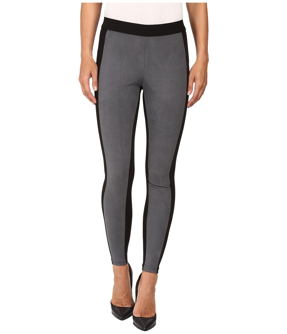 HUE Blocked Microsuede Leggings (Thunder) Women