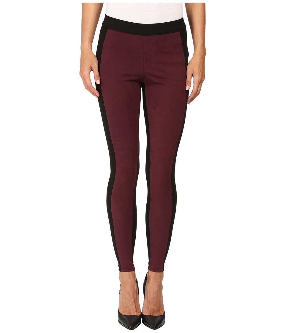 HUE Blocked Microsuede Leggings (Winetasting) Women