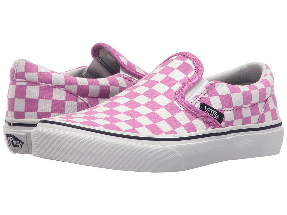 Vans Kids Classic Slip-On (Little Kid/Big Kid) ((Checkboard) Rosebud) Girls Shoes