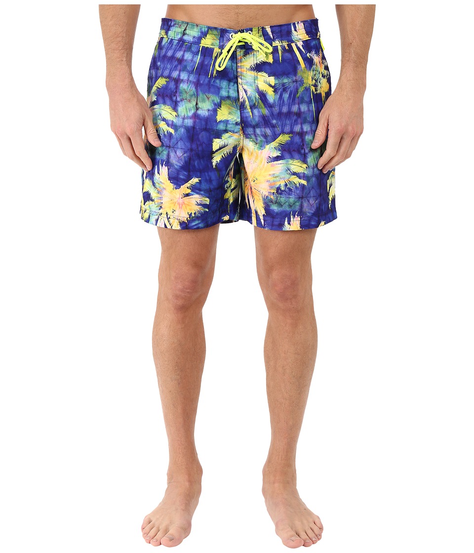 Original Penguin Psychedelic Palms Printed Fixed Volley Swim Shorts (Electric Purple) Men