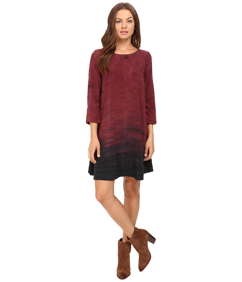 Michael Stars Haze Print 3/4 Sleeve Crew Neck Swing Dress (Pinot) Women