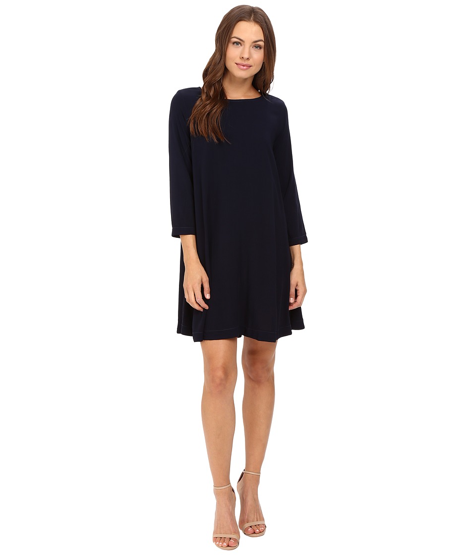 Michael Stars Modern Rayon 3/4 Sleeve Crew Neck Mini Dress (Nocturnal) Women