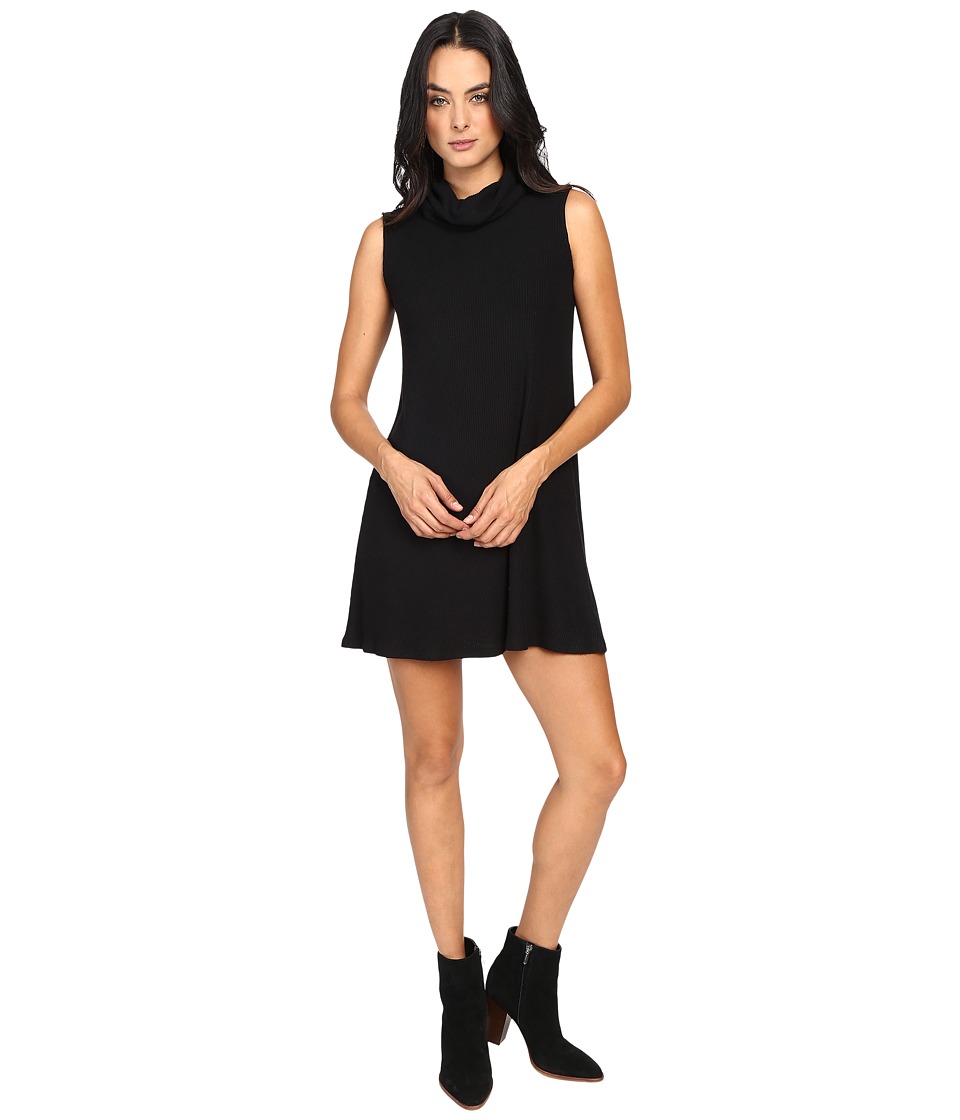 Michael Stars Super Soft Madison Rib Sleeveless Cowl Shift Dress (Black) Women