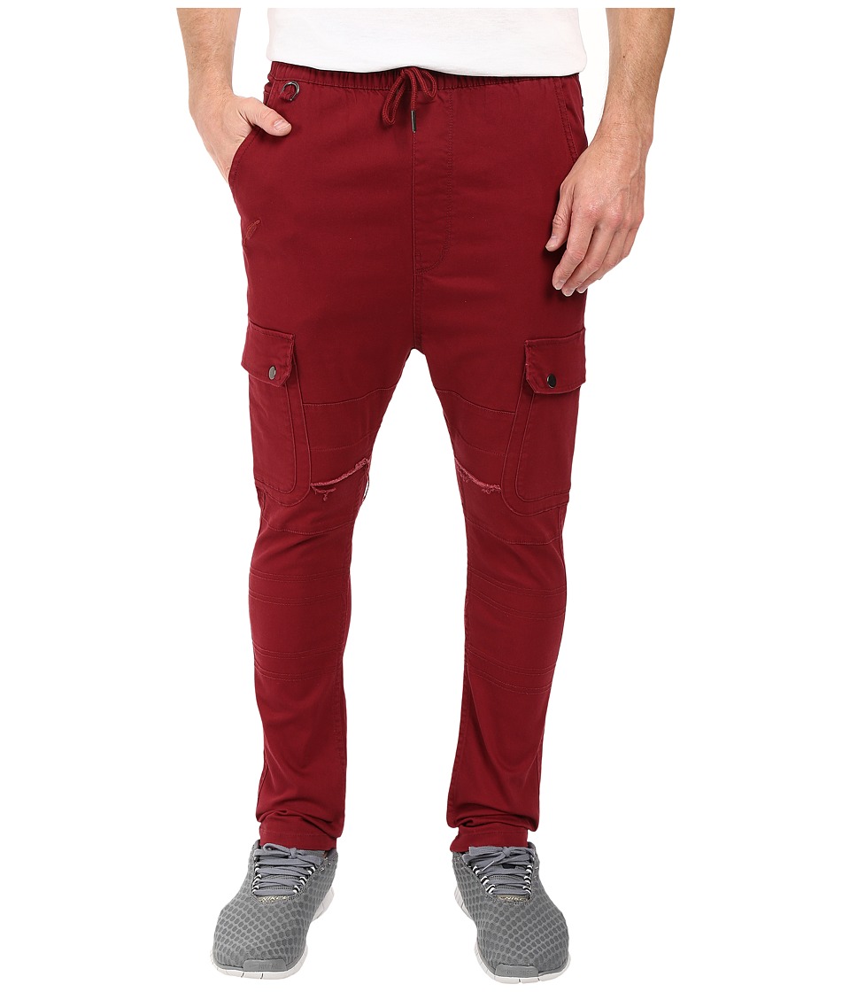 Publish Angus Stretch Twill Drop Stack Fit Cargo Pants (Maroon) Men