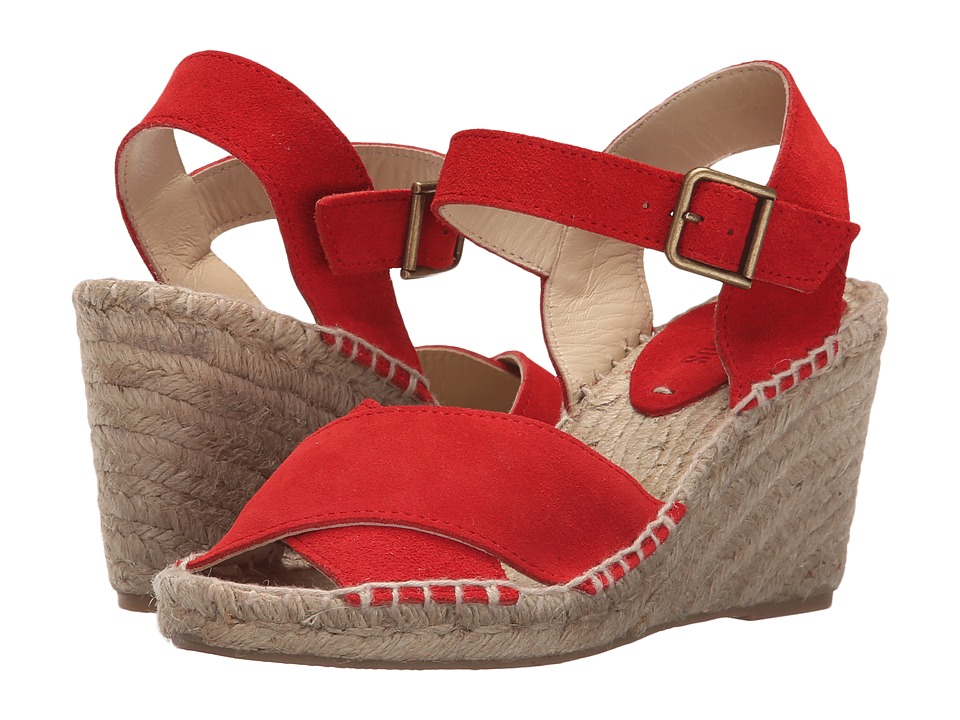 Soludos Crisscross Wedge (Bright Red Suede) Women
