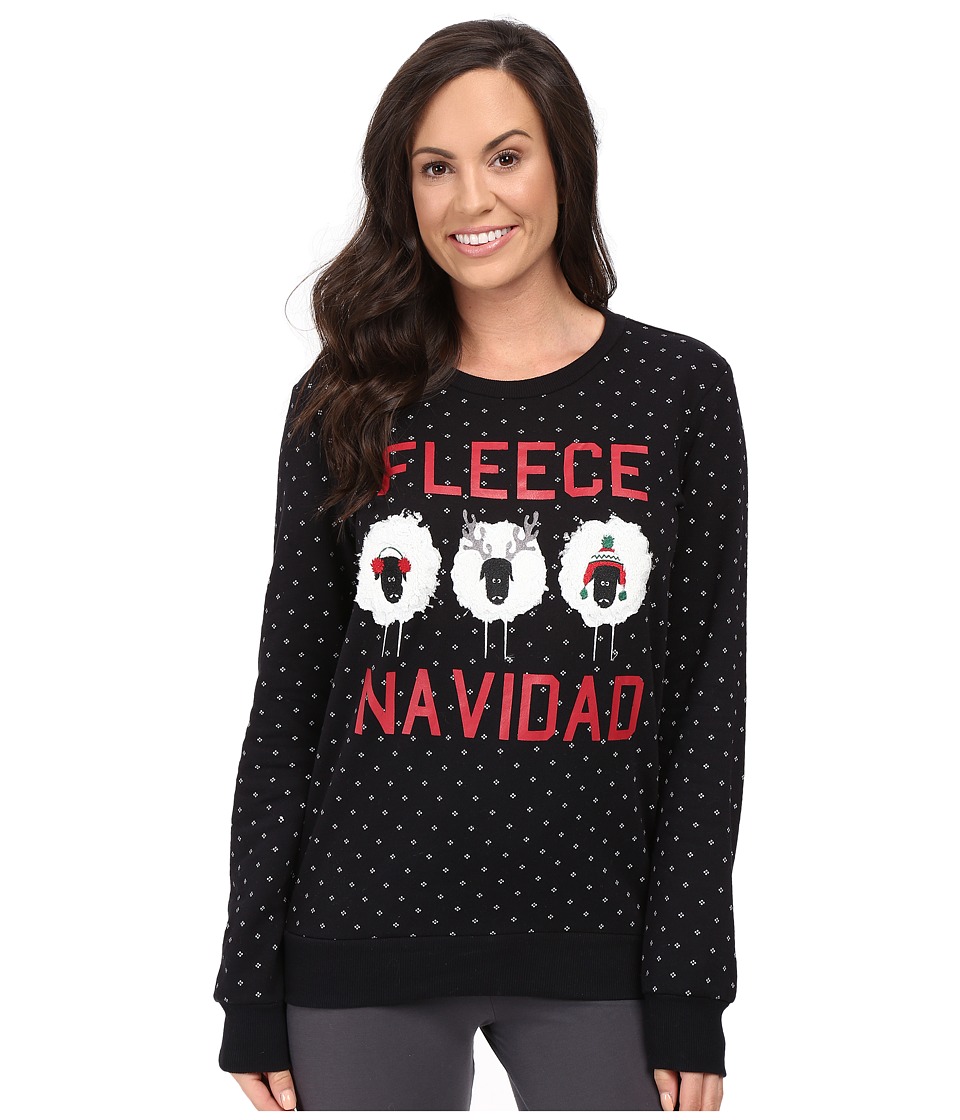P.J. Salvage Fleece Navidad Holiday Sweatshirt (Black) Women