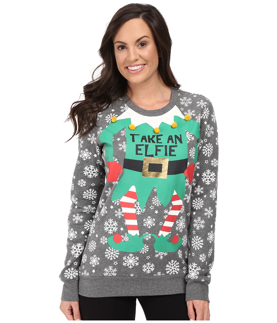 P.J. Salvage Take an Elfie Holiday Sweatshirt (Heather Grey) Women