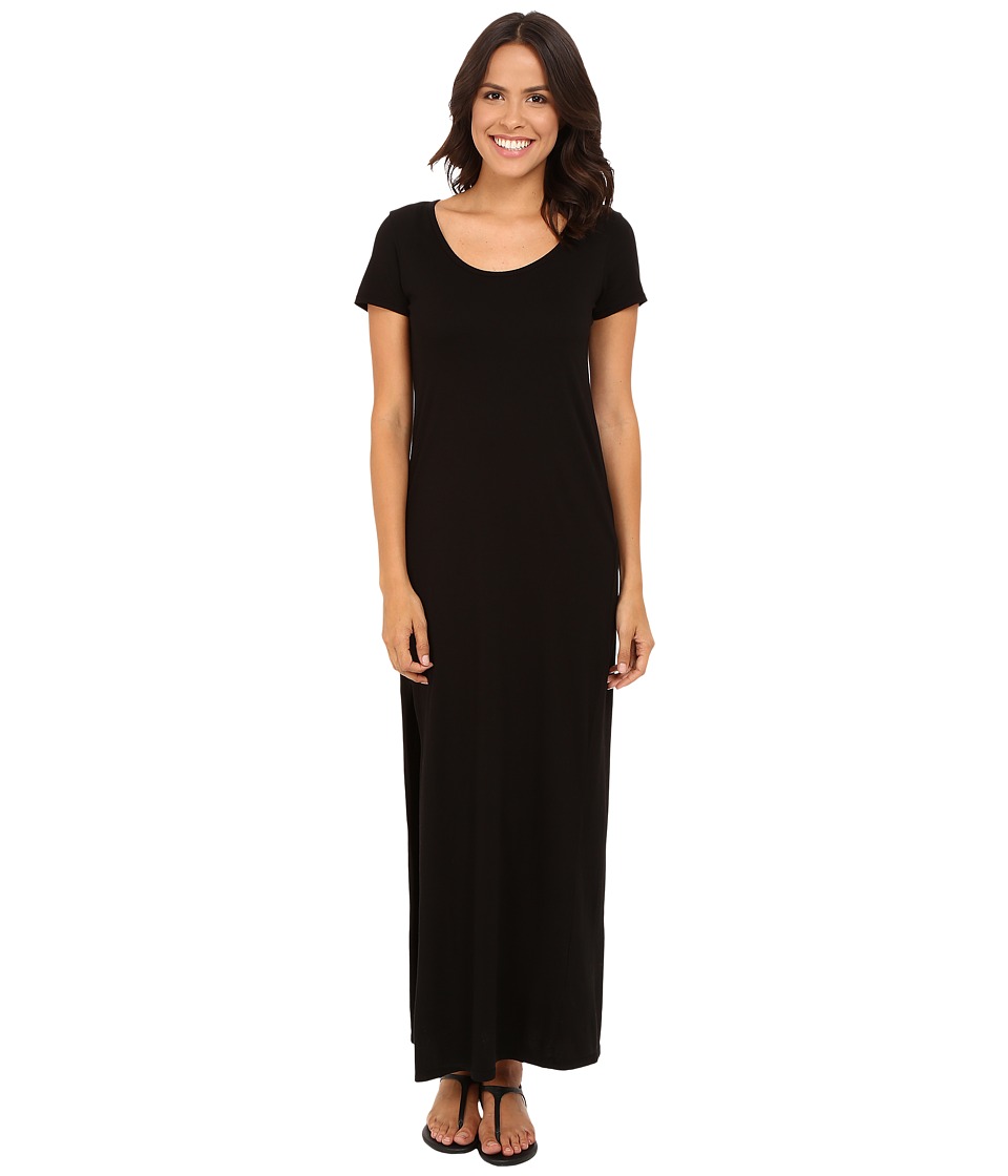 Michael Stars Tee Shirt Maxi Dress with Slit (Black) Women