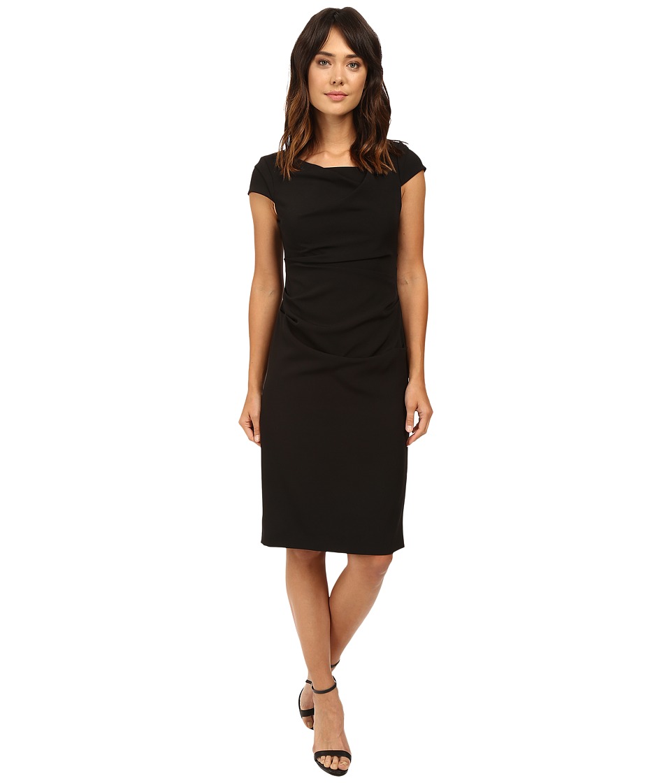 Adrianna Papell Cowl Side Rusched Sheath Dress (Black) Women