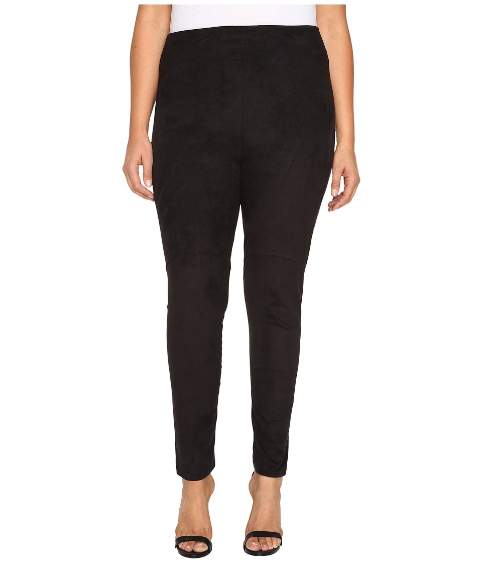 Lysse Plus Size High Waist Suede Leggings (Black) Women