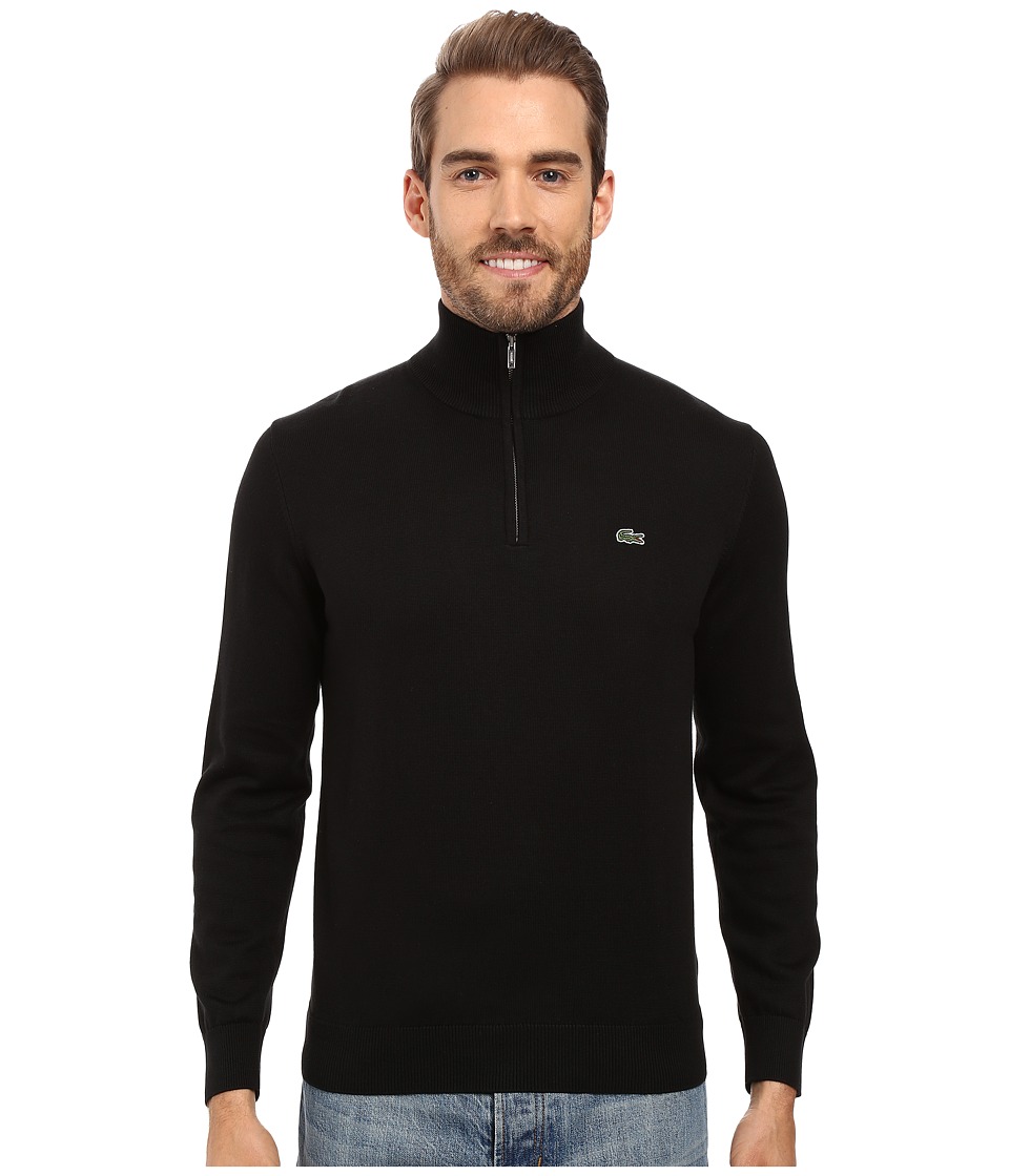 Lacoste Segment 1 1/4 Zip Jersey Sweater (Black) Men