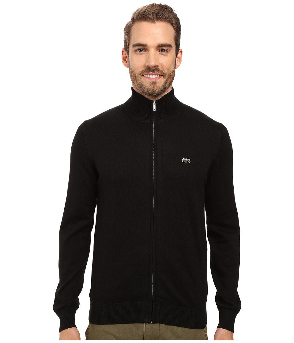 Lacoste Segment 1 Full Zip Jersey Sweater (Black) Men