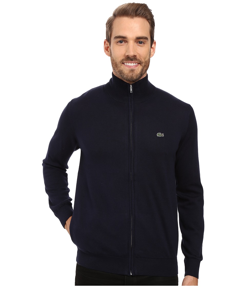 Lacoste Segment 1 Full Zip Jersey Sweater (Navy Blue) Men