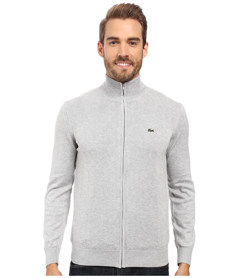 Lacoste Segment 1 Full Zip Jersey Sweater (Silver Grey Chine) Men