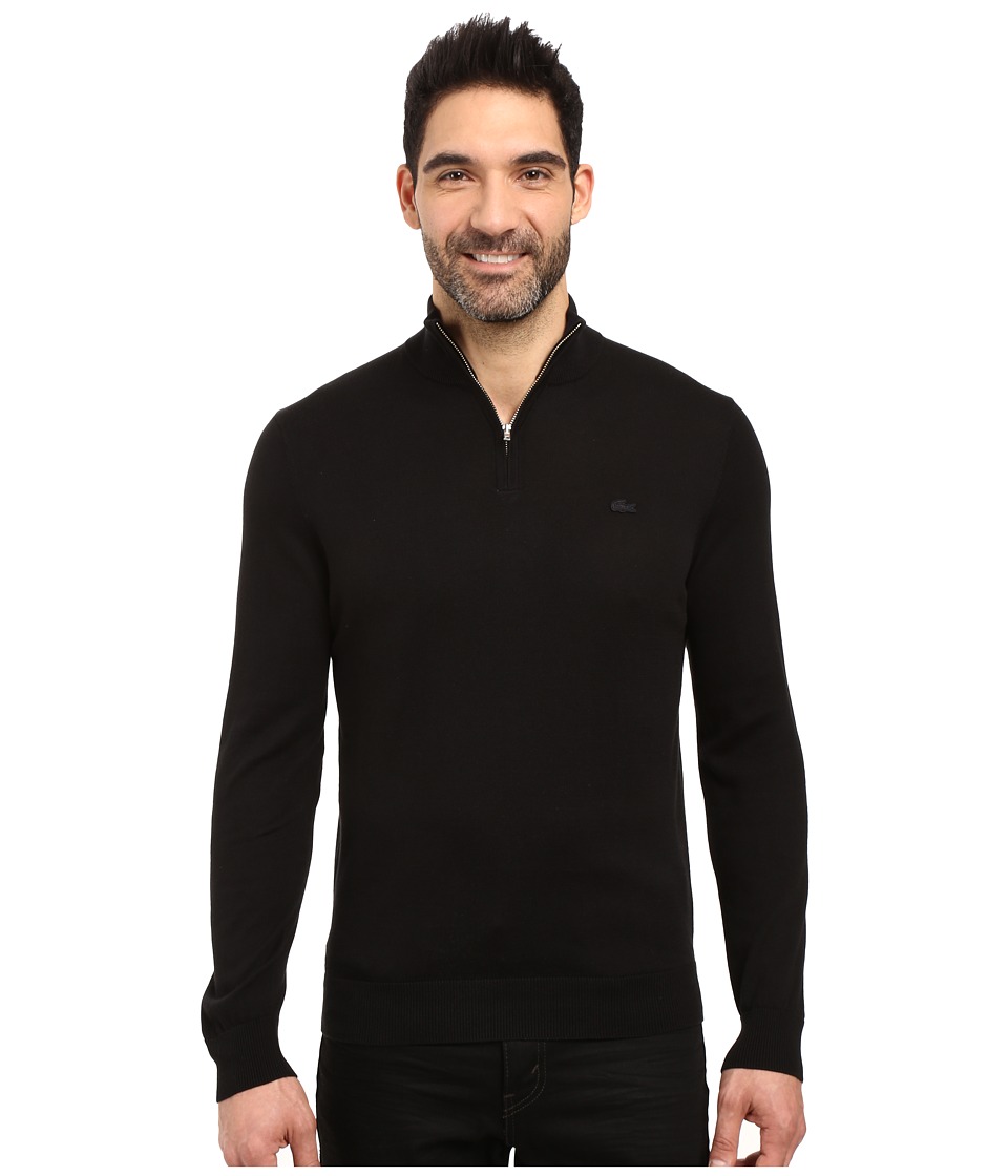 Lacoste Classic 1/4 Zip Jersey Sweater (Black/Navy Blue) Men