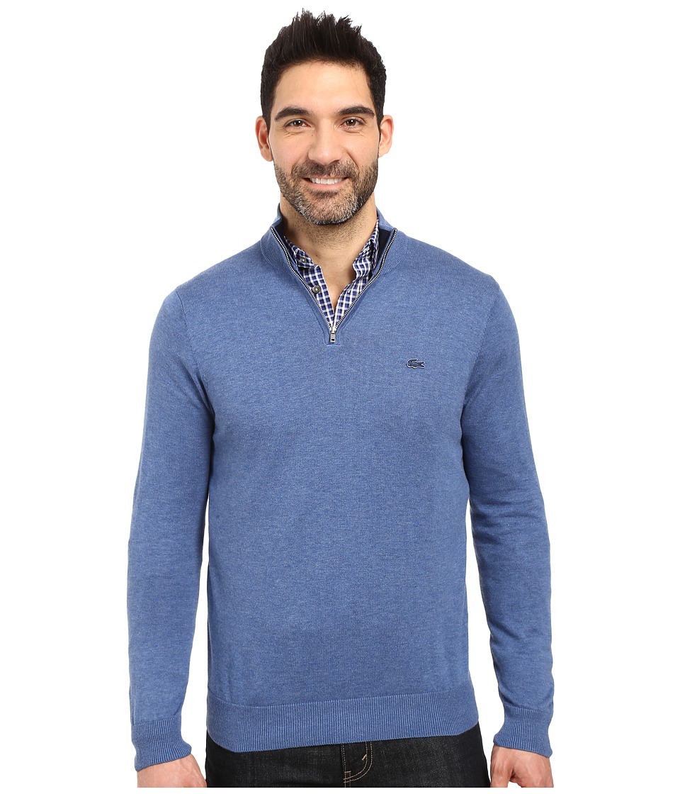 Lacoste Classic 1/4 Zip Jersey Sweater (Storm Chine/Navy Blue) Men