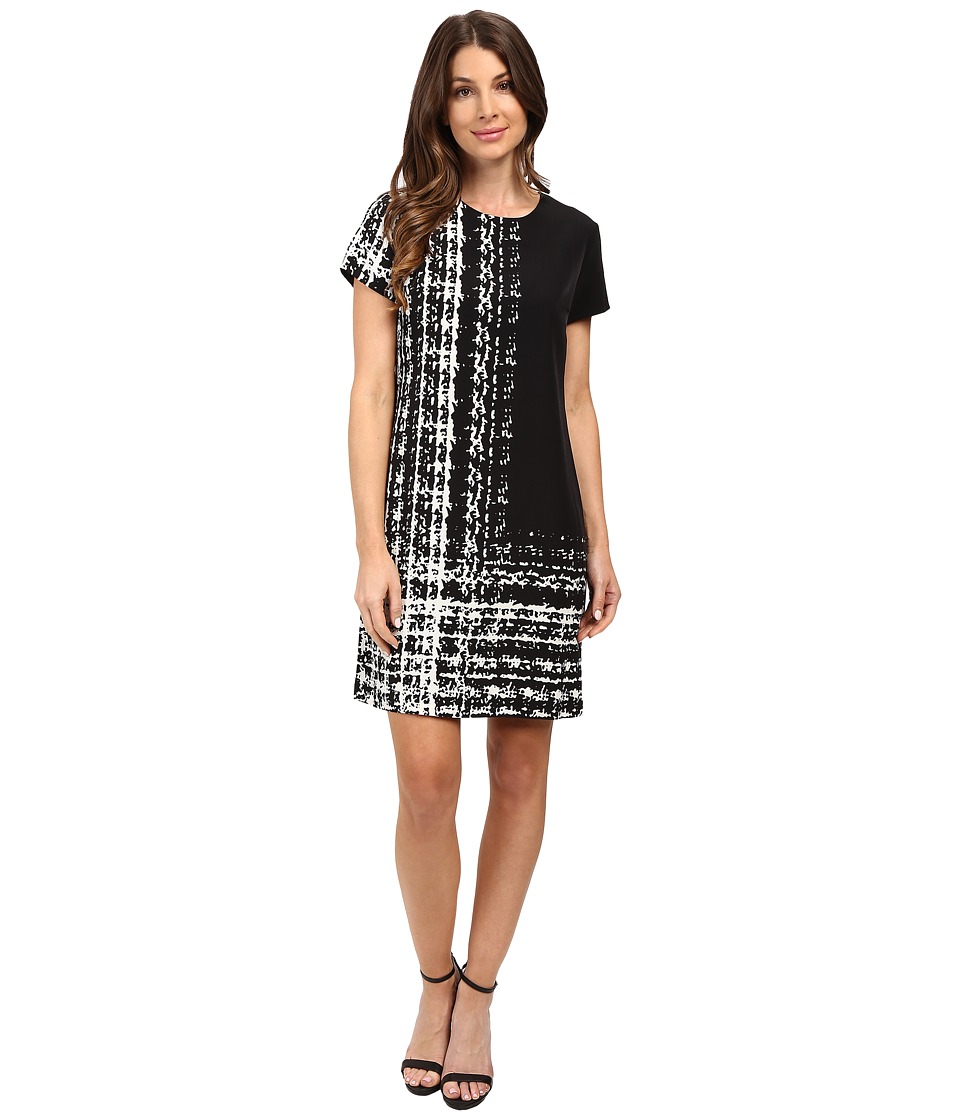 Vince Camuto Cap Sleeve Textural Track Shift Dress (New Ivory) Women