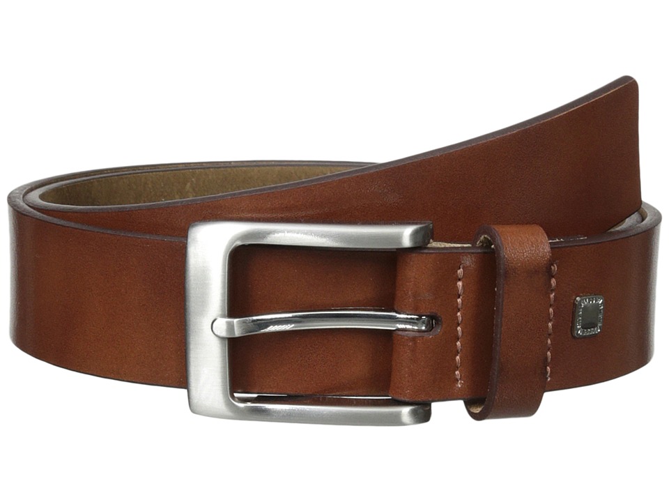 Steve Madden 35mm Burnished Leather Belt (Cognac) Men