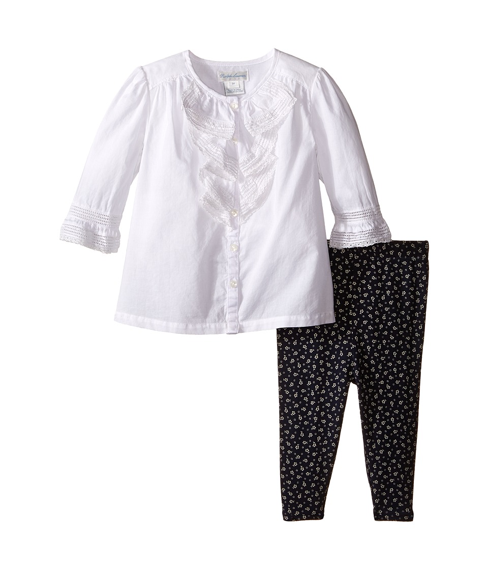 Ralph Lauren Baby - Cotton Ruffle Top Leggings Set (Infant) (White) Girl