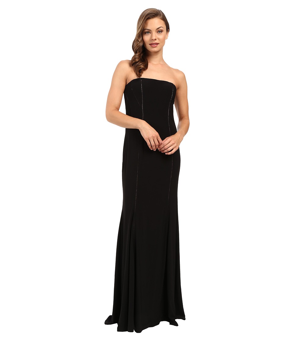 Adrianna Papell Strapless Cut Out Jersey Gown (Black) Women