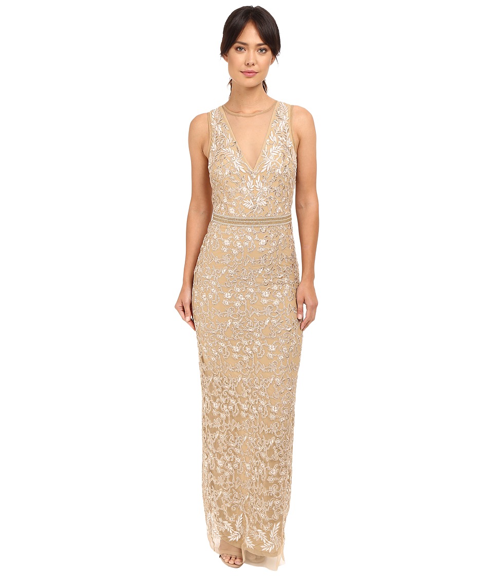Nicole Miller Embroidered Tulle Gown (Gold) Women