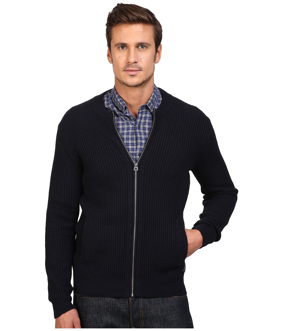 Scotch & Soda Zip-Thru Cardigan in Merino/Cotton Quality (Navy Melange) Men