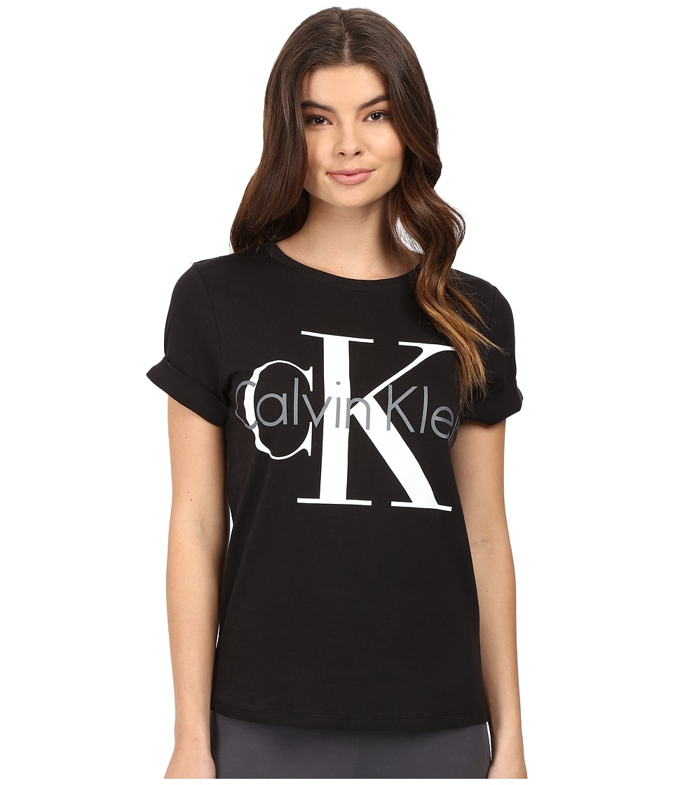 Calvin Klein Underwear - Retro Short Sleeve Crew Neck Top (Black) Women