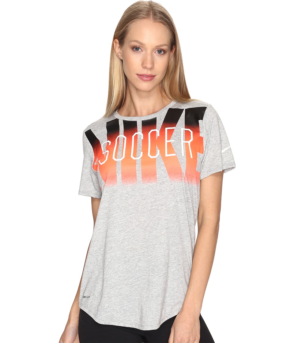 Nike Dry Soccer Graphic T-Shirt (Dark Grey Heather/Dark Grey Heather/White) Women