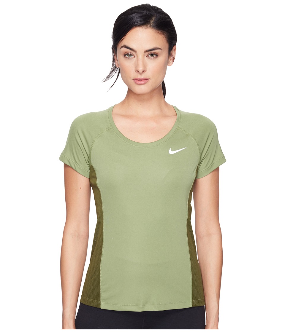 Nike - Dry Miler Short Sleeve Running Top (Palm Green/Legion Green/Reflective Silver) Women