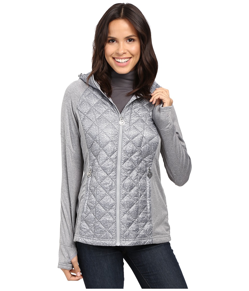 MICHAEL Michael Kors Short Diamond Quilt Down w/ Knit Sleeves MA820286T (Gunmetal) Women