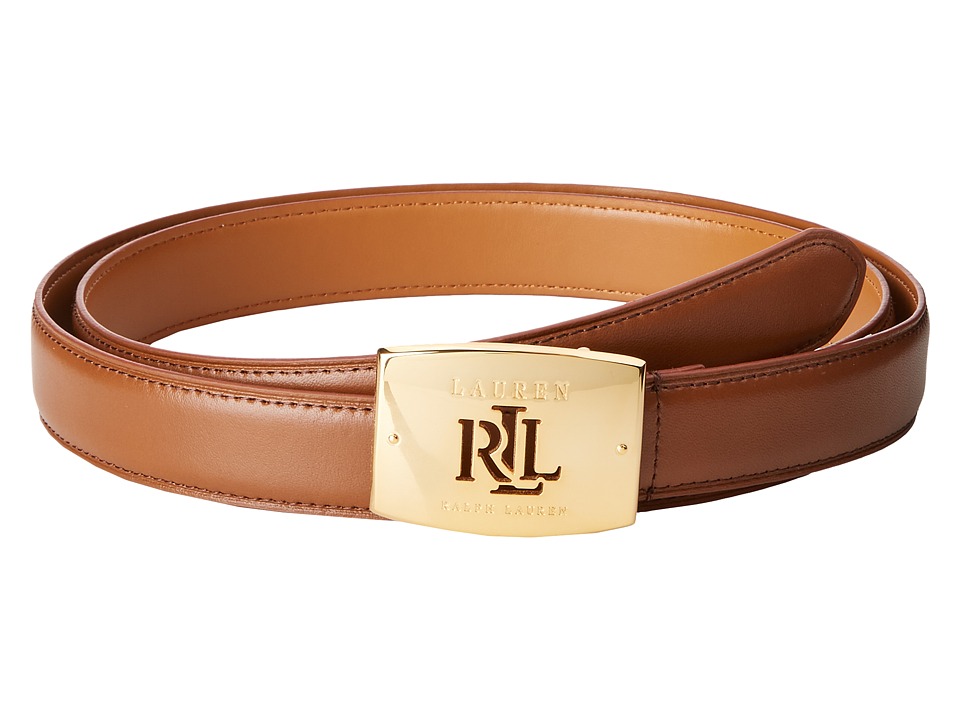 LAUREN Ralph Lauren 1 Signature Cut Out Roll Plaque Belt (Tan) Women