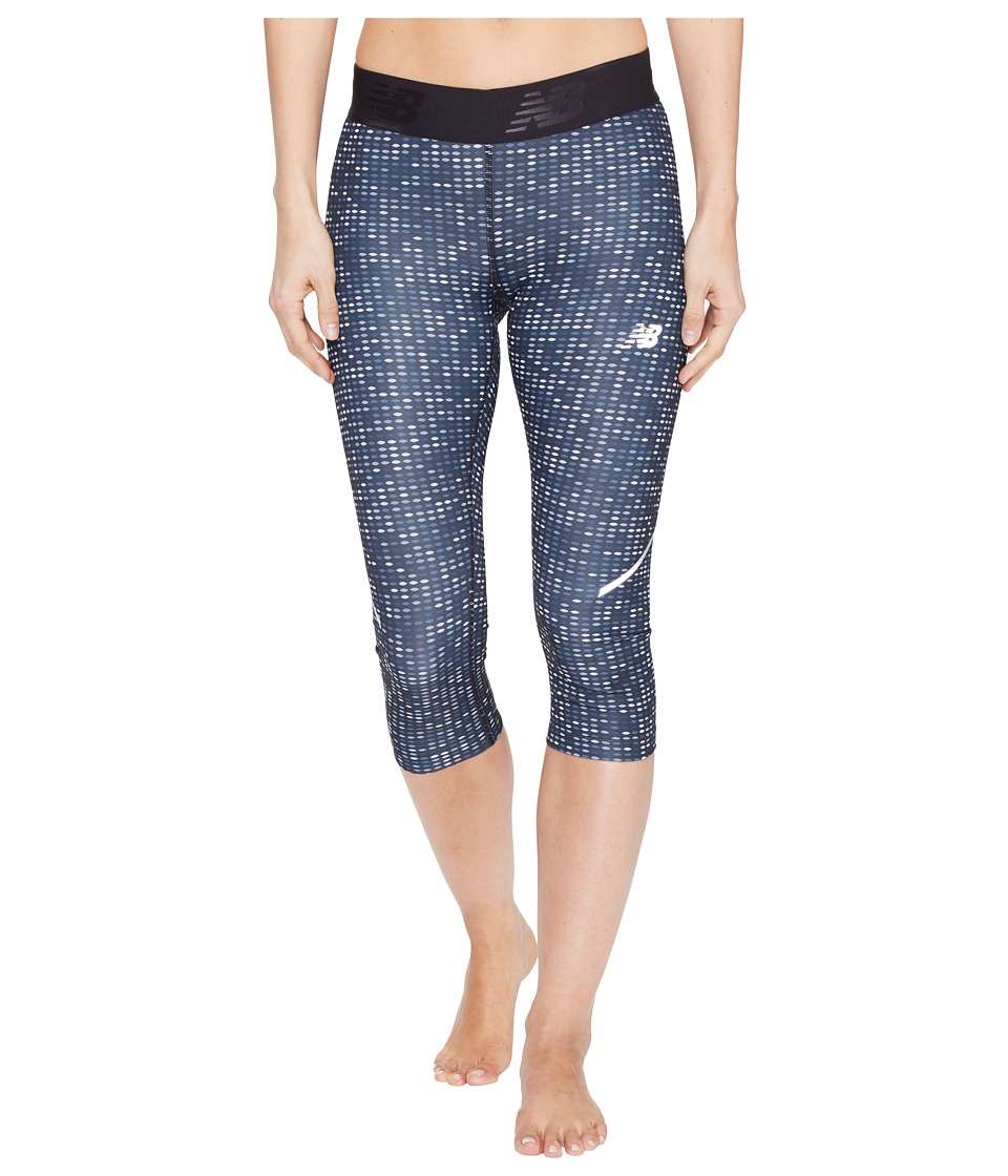 New Balance Printed Accelerate Capris (Black Digital Ovals) Women
