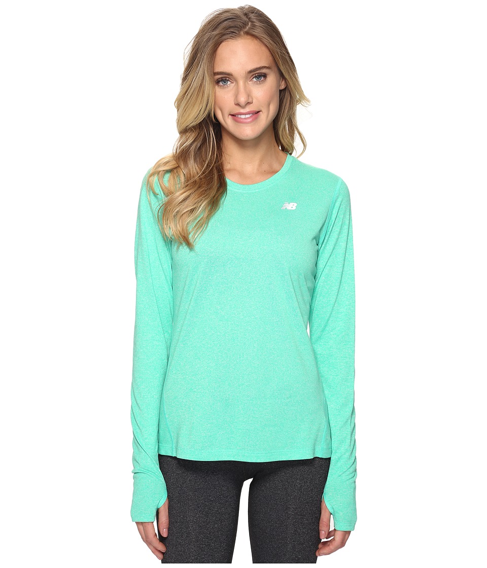 New Balance Heathered Long Sleeve Shirt (Deep Jade Heather) Women