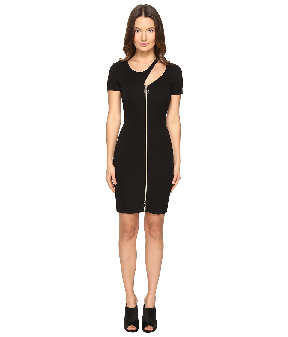 Versace Jeans Short Sleeve Zip Front Cut Out Dress (Nero) Women