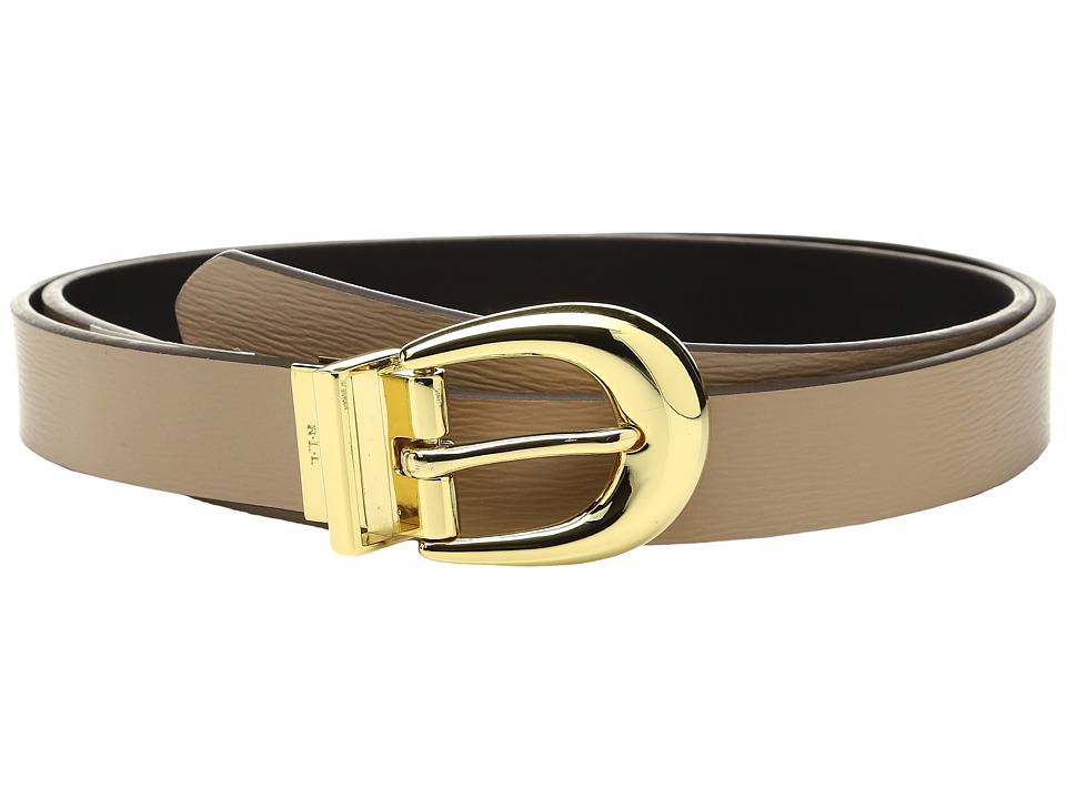 LAUREN Ralph Lauren 1 Saffiano to Smooth Reversible Belt (Camel/Black) Women