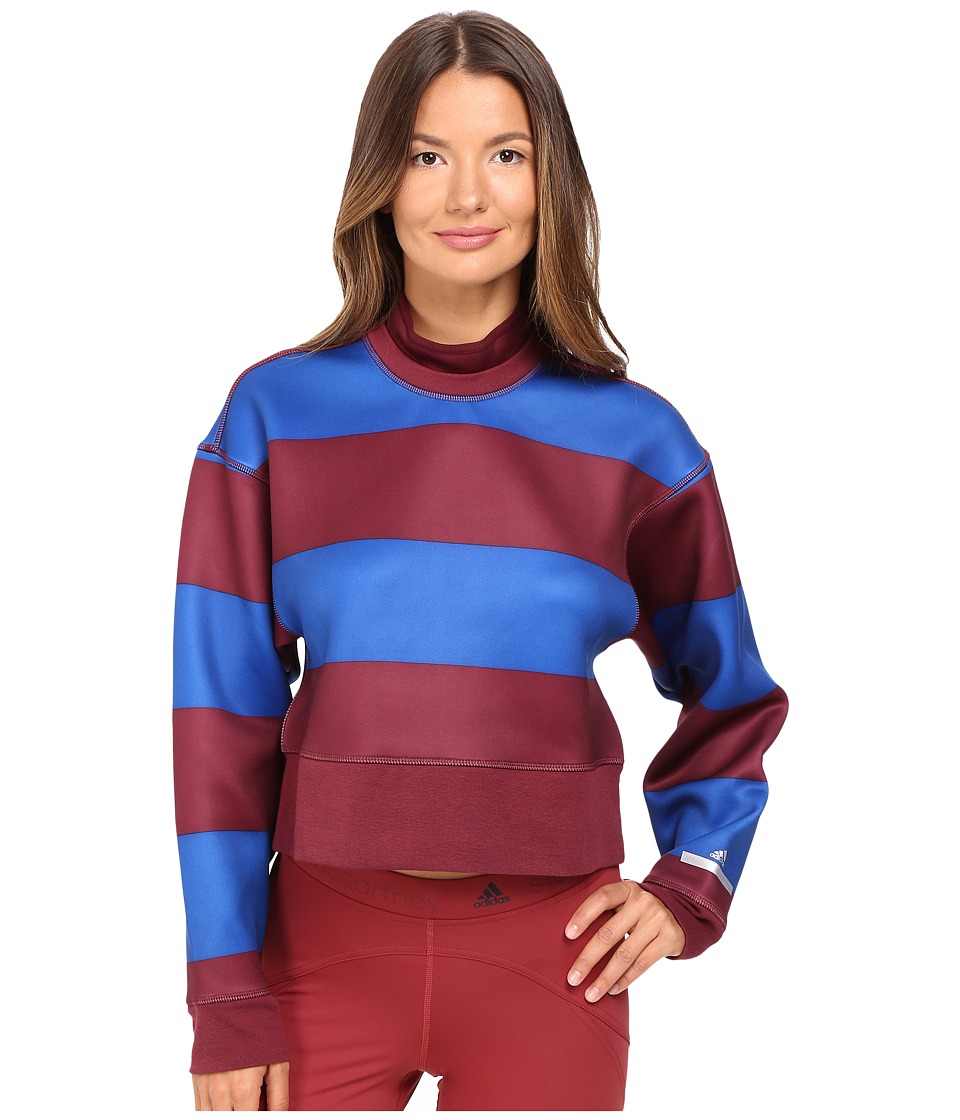 adidas by Stella McCartney Run Striped Sweatshirt AZ7694 (Solid Red/Power Blue) Women